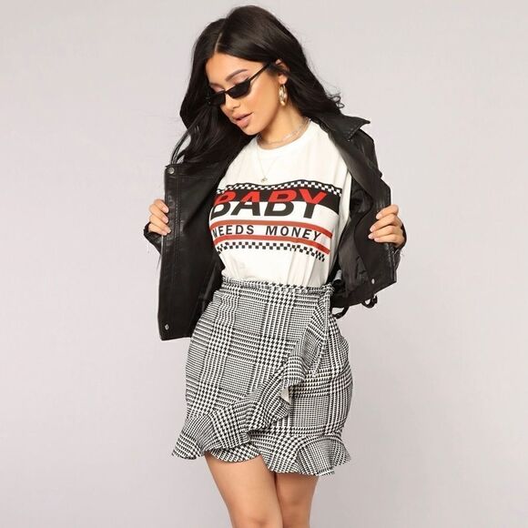 Fashion Nova Dresses & Skirts - Fashion Nova Mariposa Ruffle Skirt - Black/White